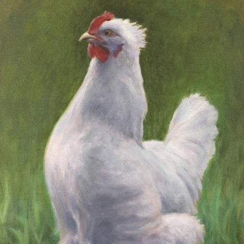 White rooster painting