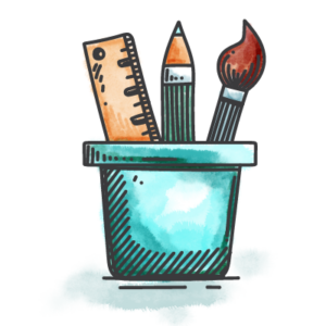 illustration of art supplies