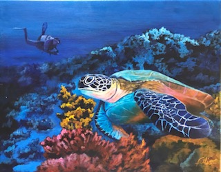 A Painting of a sea turtle
